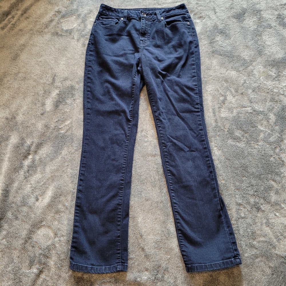 LL Bean Jeans Womens Size 8R (28x28) True Shape High-Rise Slim-Leg Rinsed/Dark